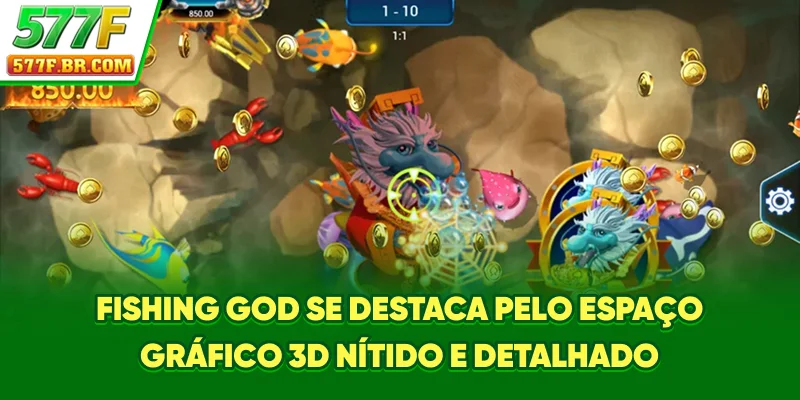 Fishing God se destaca pelo espaço gráfico 3D nítido e detalhado