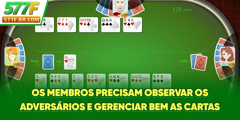 Os membros precisam observar os adversários e gerenciar bem as cartas
