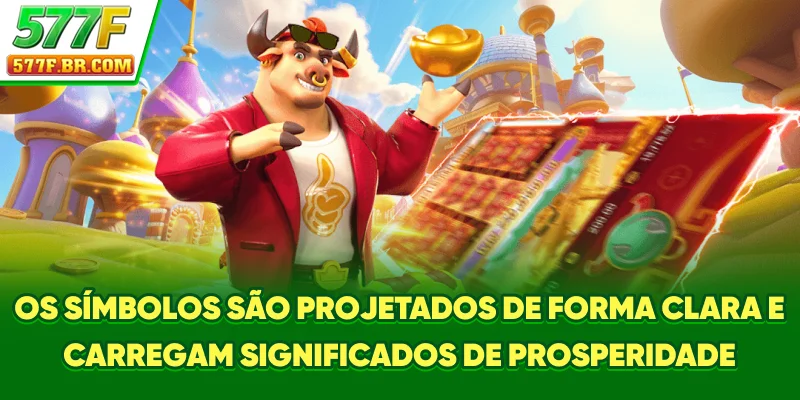 Os símbolos são projetados de forma clara e carregam significados de prosperidade